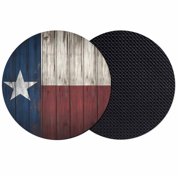 Retro Western Texas Stars Coasters for Drinks,Absorbent Non Slip Rubber Drink Coasters Set of 2 for Cup,Table,Bar,Home Decor, Rustic Country Wood