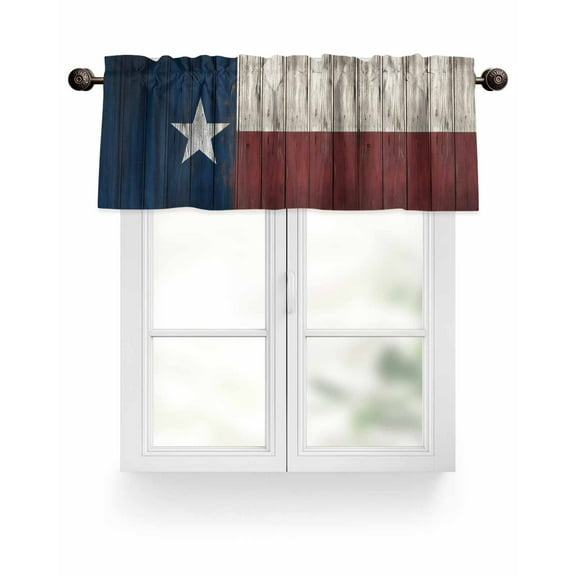 Retro Western Texas Stars Kitchen Valances for Windows Rustic Country Wood Valance Curtains for Kitchen /Living Room/Bedroom/ Bathroom Decor, 54"x18 " ,Rod Pocket 1 Panel,