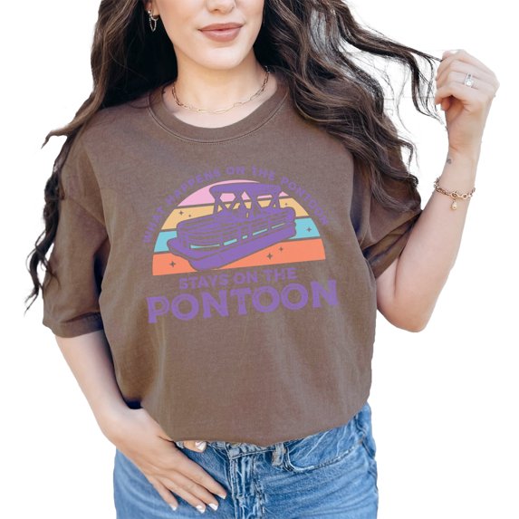 Retro What Happens on the Pontoon, Stays on the Pontoon Art Merch, Espresso Comfort Colors T-Shirt, 3XL