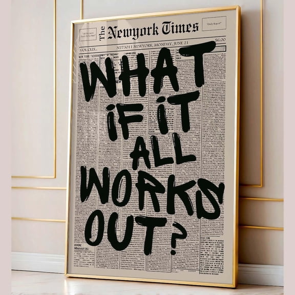 Retro What If It All Works Out Poster, Unframed Canvas 8x10in