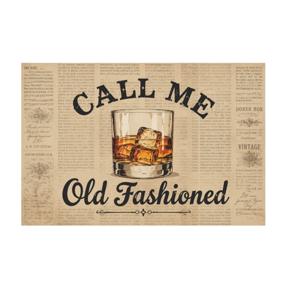 Retro Whiskey Old Fashioned Bar Decor Canvas Wall Art For Home Bar Kitchen Club 12*18in