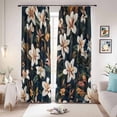 thumbnail image 1 of Retro White Flowers Blackout Curtains for Bedroom/Living Room, Pinch Pleated Black Out Curtains, Green Tropical Leaves Botanical Room Darkening Window Drapes with Hooks 2 Panels, 59"x70", 1 of 8