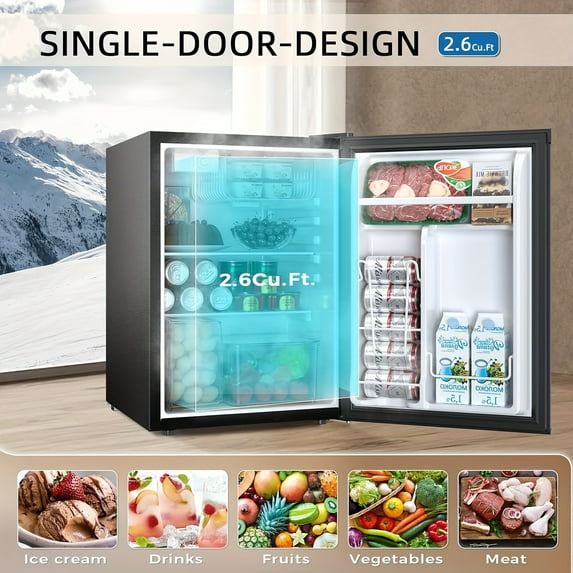 Retro White Mini Fridge with Freezer & Shelves - 4L/1.6/2.6/3.4 Cu.Ft, Double - Door, Adjustable Temp - Ideal for Home, Dorm & Apartment