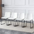 thumbnail image 1 of Retro White PU Leather Chairs with Black Metal Frame - Modern Minimalist & Industrial Style Seating for Dining Room, Office, Cafe - Easy Clean, Space-Saving Design (Set of 4), 1 of 9