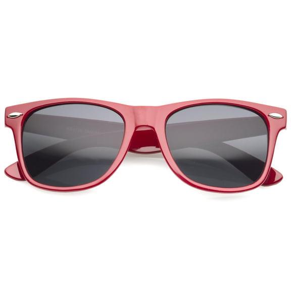 Retro Wide Temples Neutral-Colored Lens Horn Rimmed Sunglasses 55mm (Red / Smoke)