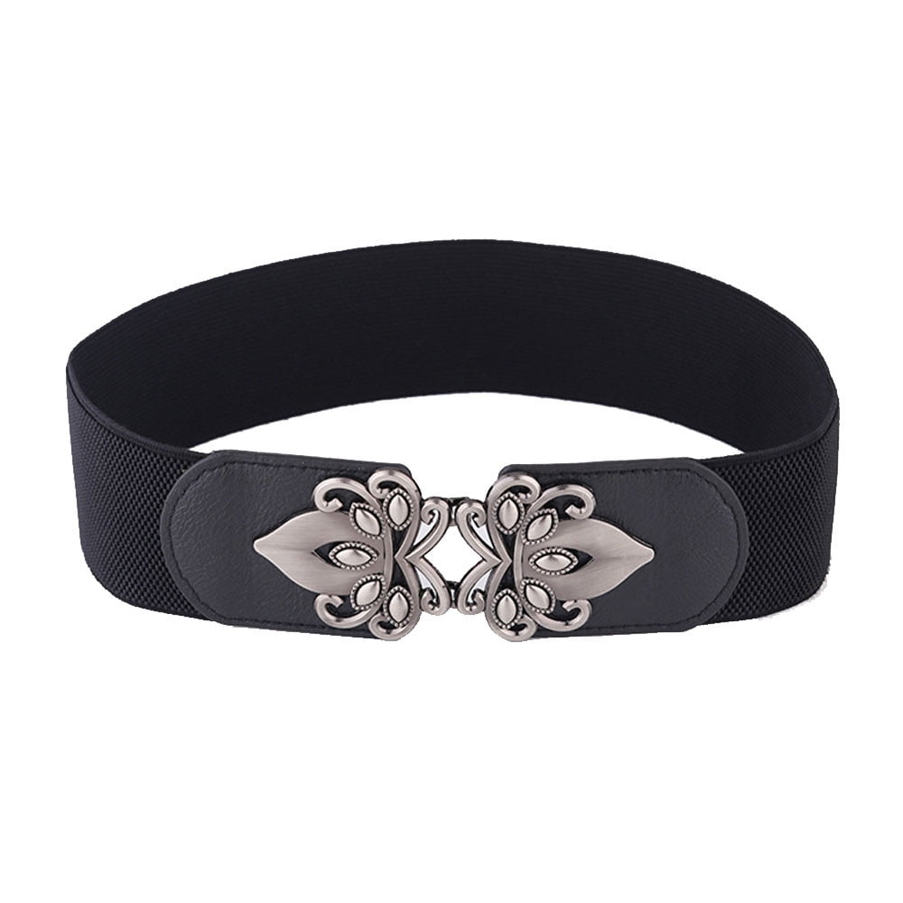 Retro Wide Waistband Elastic Stretch Dress Waist Belt Buckle 