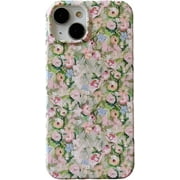 Retro Wild Flower Phone Case Compatible with iPhone 15 Pro Max Bedazzled Floral Trendy Print Glossy Sleek Slim Protective Girls Women Soft IMD Cover for iPhone 15promax 6.7inch