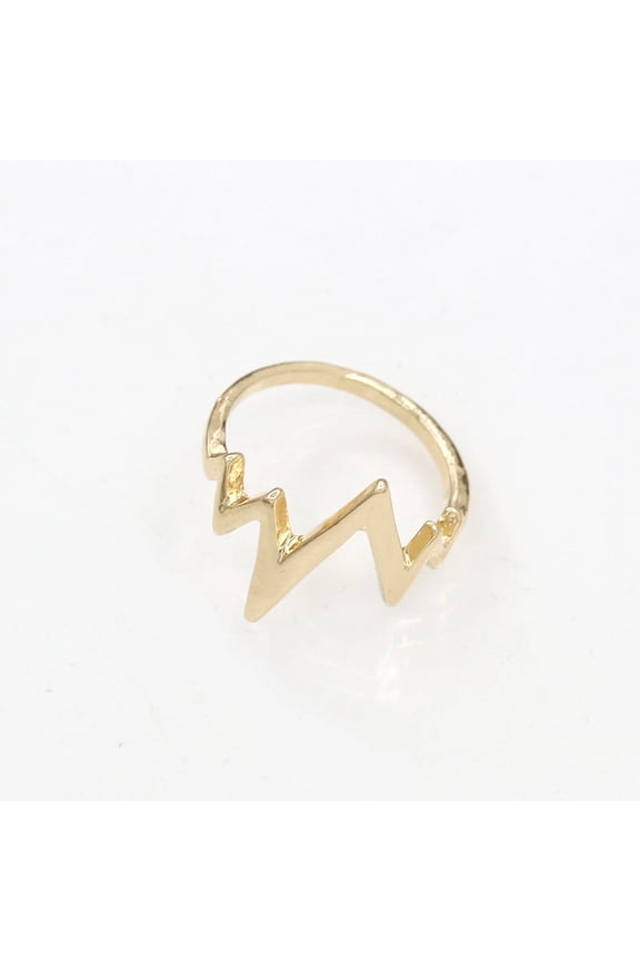 Womens Geometric Alloy Ring Textured Heartbeat Design Fashion Accessory Electroplated Retro Ring Womens Alloy Jewelry
