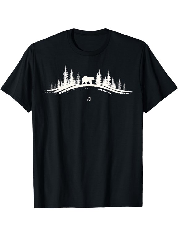 Retro Wilderness Bear Trees Reflection Outdoor Forest T-Shirt