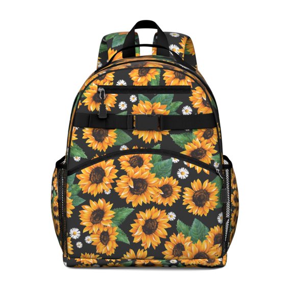 Retro Wildflower School Backpack for Student Lightweight Adjustable Padded Straps Chest Buckle Spacious Durable Bookbag for Daily Use