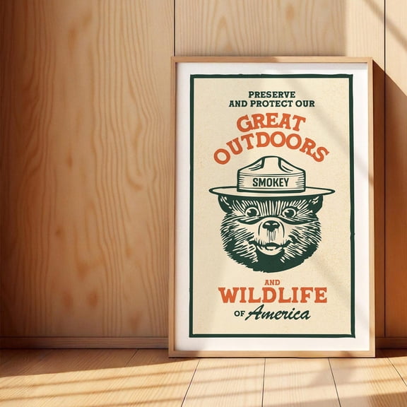 Retro Wildlife Print Outdoors Art Gift For Kids Nature Art Conservation Poster Cabin Wall Decor Outdoorsy Wall Art Fishing Hunting Camp Wall Art Modern Wall Decor