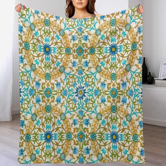 Retro William Morris Throw Blanket Bohemia Floral Flowers Print Blanket for Sofa Bed Couch Chair Or Dorm 30"x40"