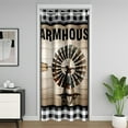 thumbnail image 1 of Retro Windmill Door Curtain For Doorway Privacy For Adult Teens,Vintage Wooden Door Drape,White Black Plaid Pattern Blackout Curtain,Rustic Farmhouse Room Divider Curtain,Closet Door 42"W X 80"L, 1 of 4