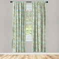 thumbnail image 1 of Retro Window Curtains, Beads and Swirly Floral Motifs Print Art Deco Inspirations Vintage Pattern, Lightweight Decor 2-Panel Set with Rod Pocket, Pair of - 28"x84", Pale Blue and Mustard, by Ambesonne, 1 of 3