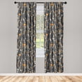 thumbnail image 1 of Retro Window Curtains, Groovy Inspired Neutral Colors Boho Swirling Dots Pattern Cirlce Art, Lightweight Decor 2-Panel Set with Rod Pocket, Pair of - 28"x63", Dark Blue Grey and Marigold, by Ambesonne, 1 of 3
