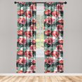 thumbnail image 1 of Retro Window Curtains, Horizontal Stripes with Watercolor Style Hand-Drawn Poppy Flowers Art, Lightweight Decor 2-Panel Set with Rod Pocket, Pair of - 28"x95", Dark Pink and Jade Green, by Ambesonne, 1 of 3