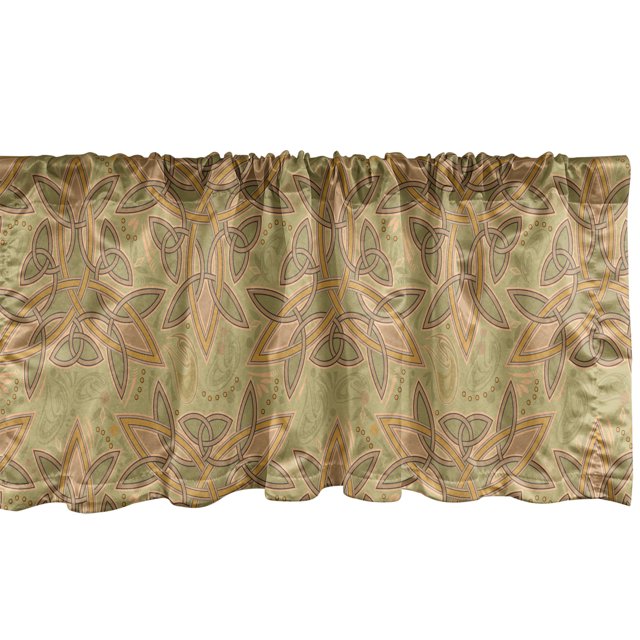 Retro Window Valance, Old Fashioned Celtic Royal Sacred Geometry