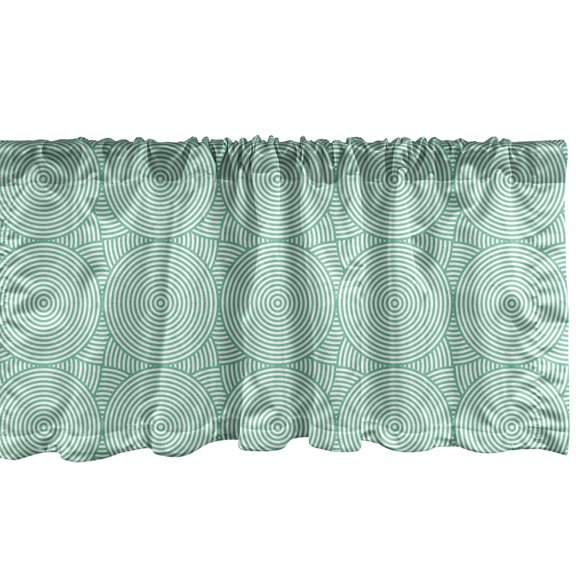 Ambesonne Retro Valance Pack of 2, Monochrome Concentric Circles, 54"X12", Sea Green and White
