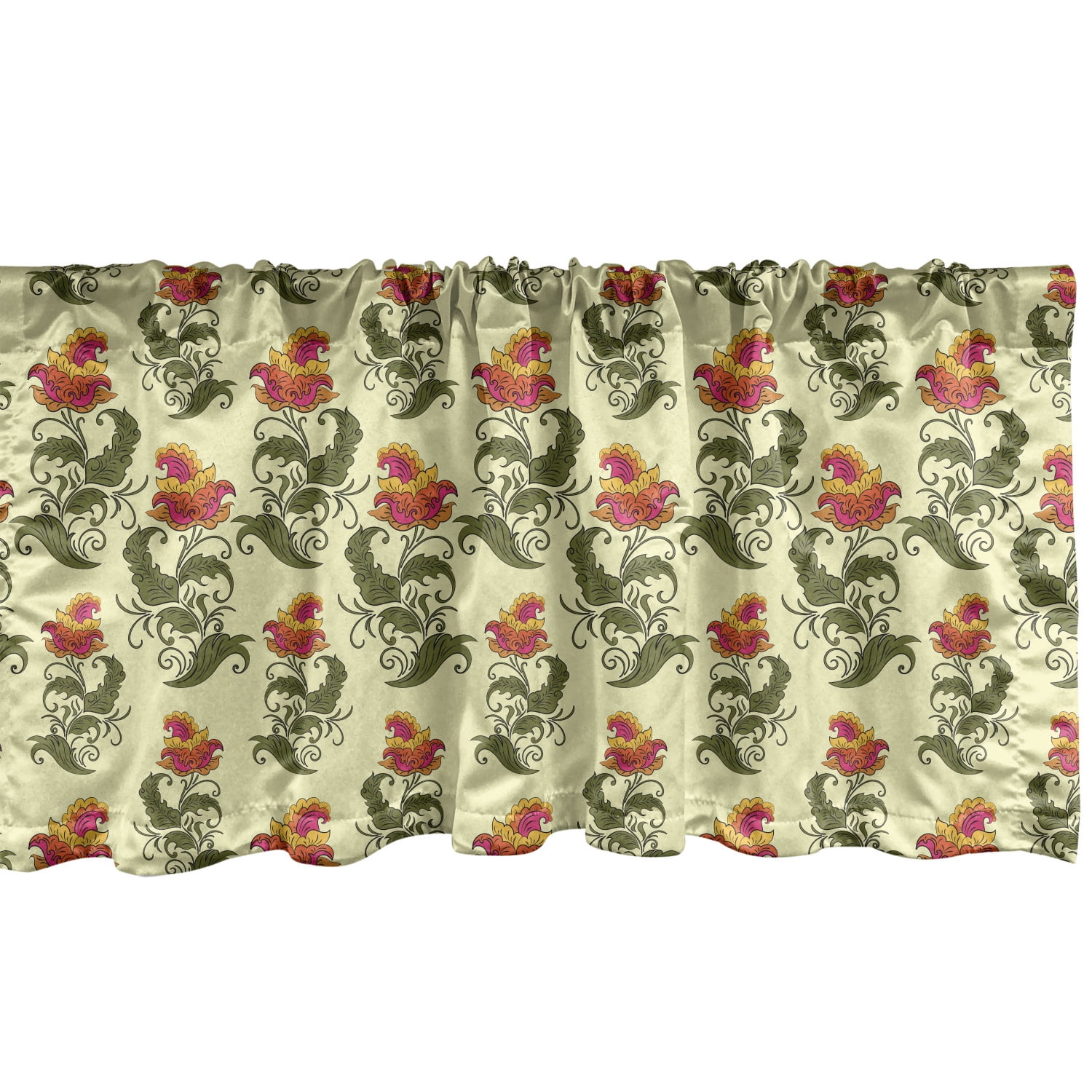 Chinese Pattern Valances Retro Window Valance Pack of 2, Oriental Style Continuous Pattern with ...