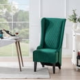 thumbnail image 1 of Retro Wing Back King Throne Chair, High Back Armless Dining Chair with Curved Backrest and Birch Legs, Fabric Upholstered Accent Chair Side Chair for Living Room Dining Room Bedroom, Retro Green, 1 of 7