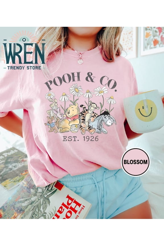 Retro Winnie The Pooh Est 1926 Daisy Flower Comfort Colors T-Shirt,Blossom Color,Size L