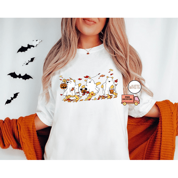 Retro Winnie The Pooh Halloween Pumpkin Comfort Colors T-Shirt,Light Green Color,Size XL