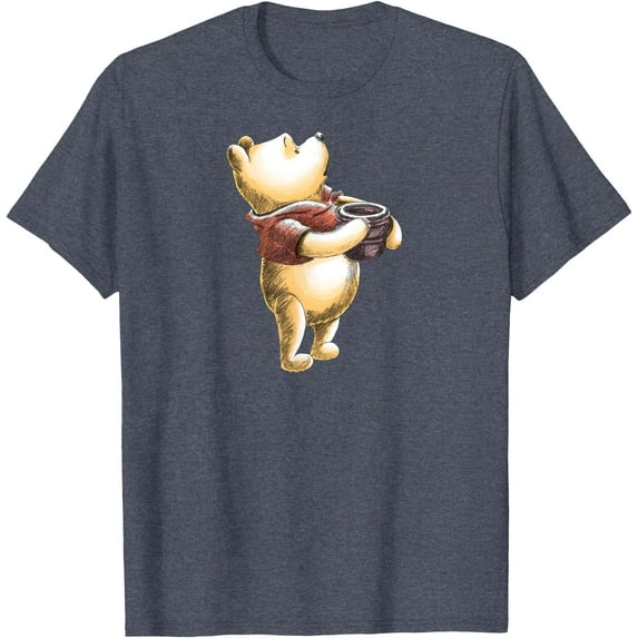 Retro Winnie the Pooh Sketch Unisex Softstyle T-Shirt for Men Women Kids,Heather Navy Color,Size 3XL