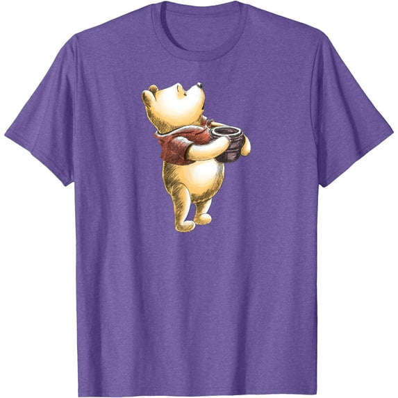 Retro Winnie the Pooh Sketch Unisex Softstyle T-Shirt for Men Women Kids,Purple Heather Color,Size YM