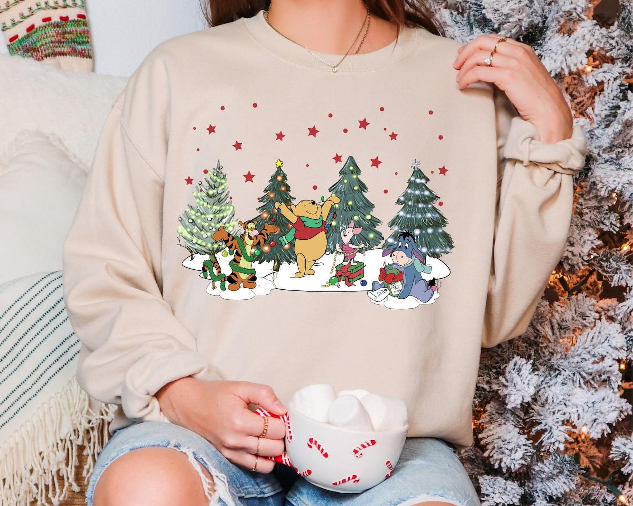 Retro Winnie the Pooh and Friends Sweatshirt, Disney Christmas