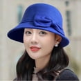 thumbnail image 1 of Retro Winter Hat for Women Classic Wide Brim Bucket Style Fashion Elegant Cap Royal Blue One Size, 1 of 3