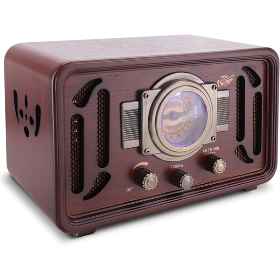 Retro Wireless Bluetooth Radio Speaker - Classic Vintage Style Audio Sound Receiver System w/Built-in Stereo Speakers, USB, SD Card Slot, AUX, RCA, MP3, AM/FM Tuner PUNP34BT