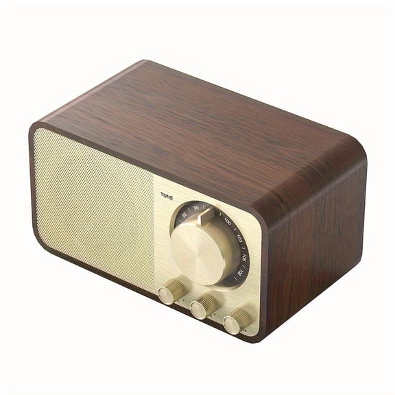Retro Wireless Speaker, 5.0 Surround Sound, High Fidelity Stereo Sound Quality, USB Charging, Tabletop Single Speaker with AUX FM Radio, Button Control, for Smartphones/Tablets, USB Connector, 2.5-5W