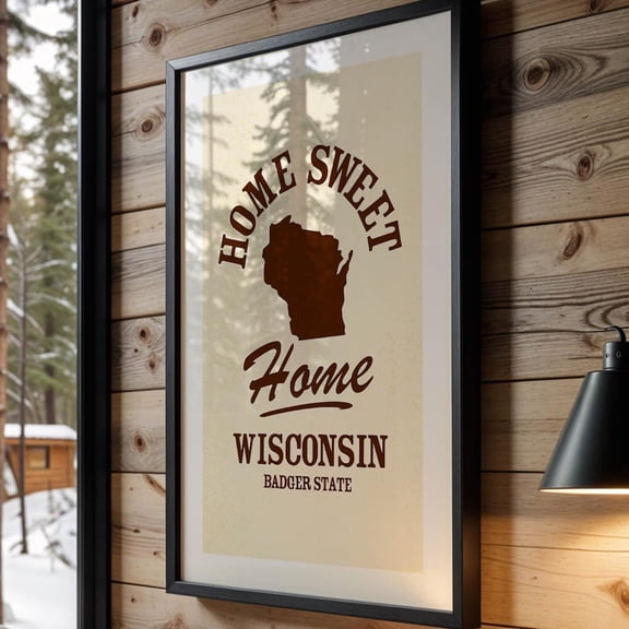 Retro Wisconsin Art Print: Badger State Cabin Wall Decor Home Decor Office Wall Art