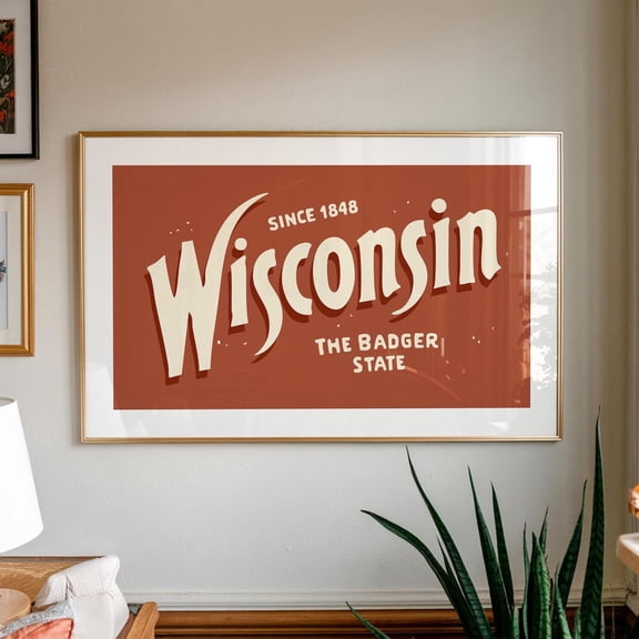 Retro Wisconsin Badger State Travel Poster