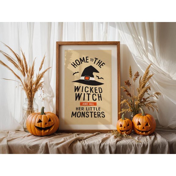 Retro Witch Fall Kitchen Wall Art, Unframed Paper Print Size 8x12