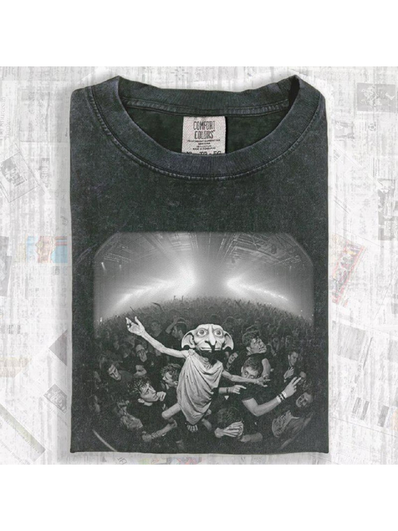 Retro Wizard Dobby Concert T-Shirt, Vintage Funny Elf Music Crowd Fantasy Character Shirt