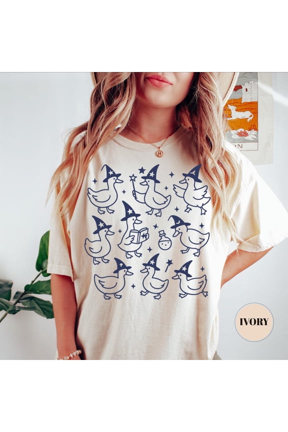 Retro Wizardly Goose T-Shirt, Vintage Graphic Tee, Goose , Magic Wizard Shirt, Magical Geese, Cute Cotton Oversized Tshirt TSHIRT All Size S-5XL
