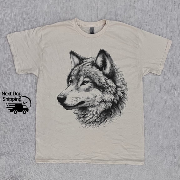Retro Wolf Face Hand Drawing 90s Shirt, Hand Drawing Wolf T-shirt, 90s Shirt, Distressed S