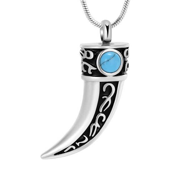 Retro Wolf Tooth Cremation Necklace for Ashes Cremation Jewelry Wolf Tooth Urn Necklace for Ashes for Men