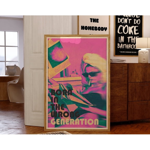 Retro Woman Poster, Pink Wall Art, 70S Psychedelic, Funky Wall Decor, Y2K Print, Aesthetic Art, 70S Retro Print, 60S Vintage Decor Wall Art, Modern Wall Decor, 16x24 UNFRAMED