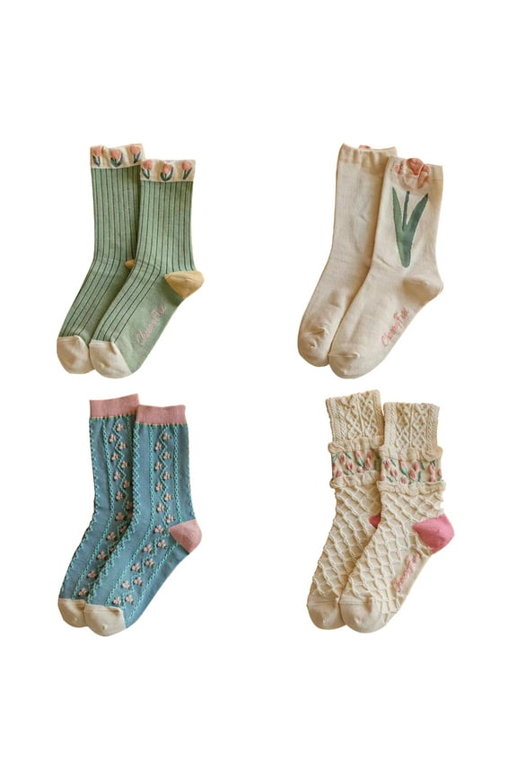 Retro Women Cotton Loose Socks Autumn Winter Knitting Frilly Ruffle Socks