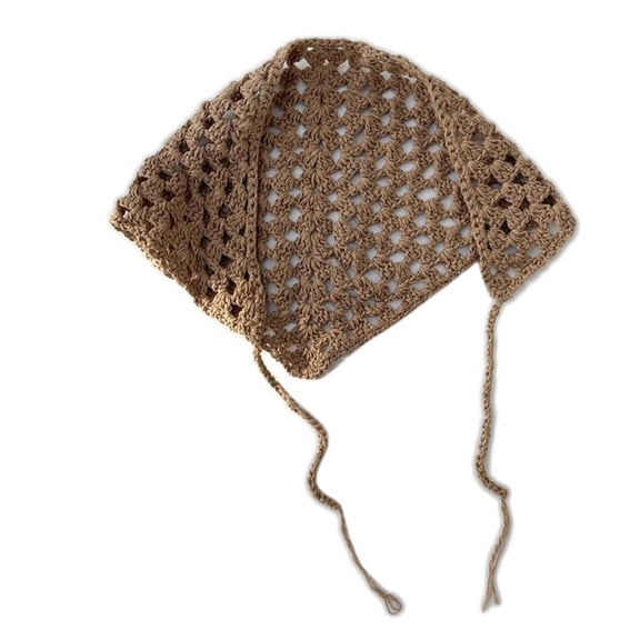 Retro Women Crochet for Triangle Hair Bandanas Neckerchief Headscarf Tie Bcak Headwrap Fashion Accessory for Girlfriend