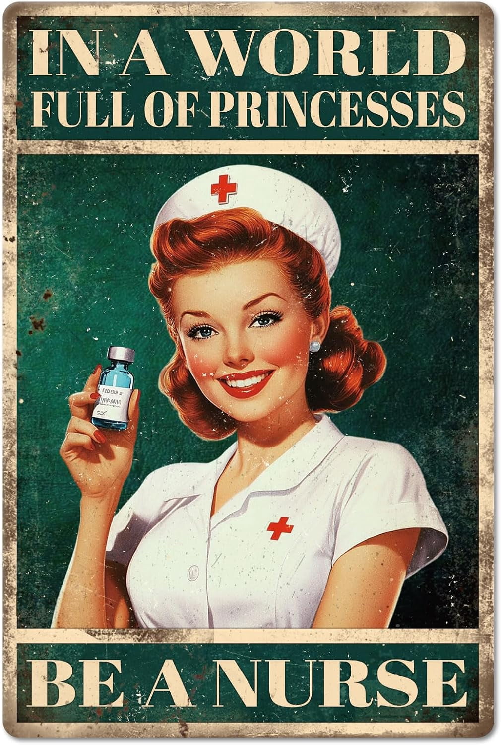 Retro Women Nurse Metal Tin Sign 