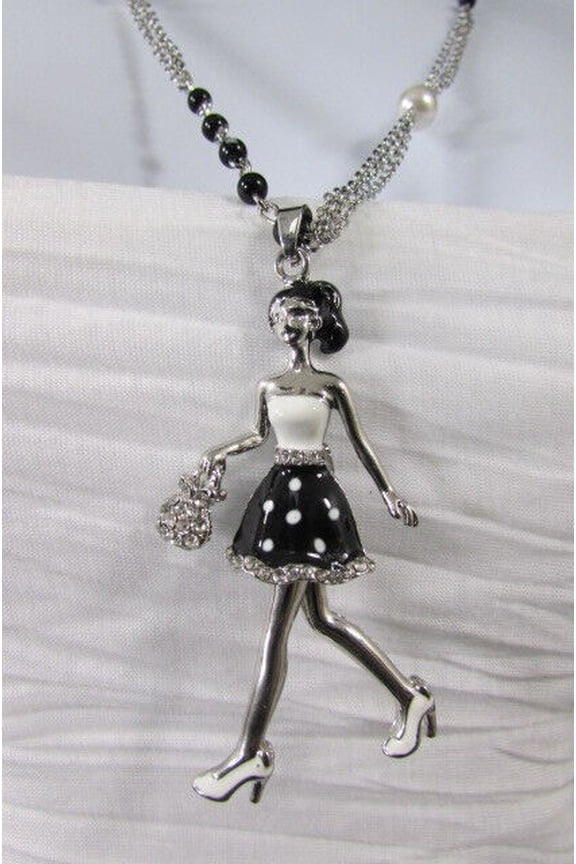 Retro Women Silver Metal Chains Fashion Necklace Shopping Sexy 60'S Lady Pendant