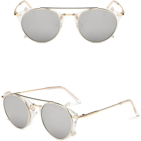 Retro Women Steampunk Sunglasses Men Round Punk Glasses UV400