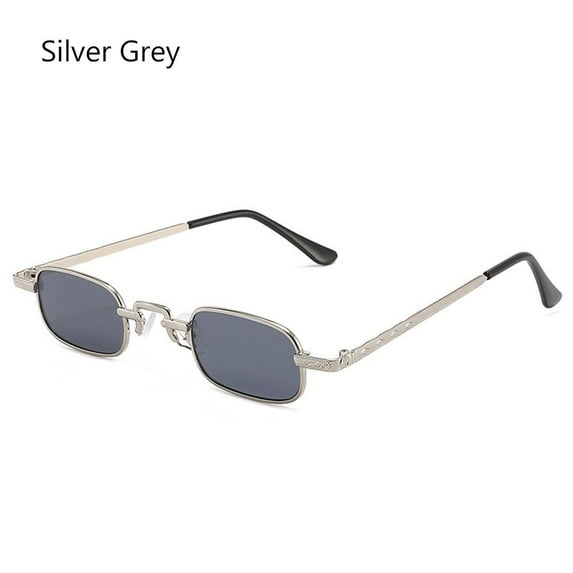 Retro Women Travel Candy Color Punk Sun Glasses Small Rectangle Sunglasses UV400 Protection Shades SILVER GREY