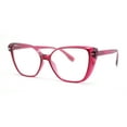 thumbnail image 1 of Retro Womens Classy Oversized Rectangular Cat Eye Reading Glasses Burgundy +1.50, 1 of 4