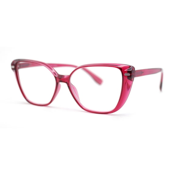 Retro Womens Classy Oversized Rectangular Cat Eye Reading Glasses Burgundy +3.50