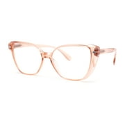 Retro Womens Classy Oversized Rectangular Cat Eye Reading Glasses Pink +2.50