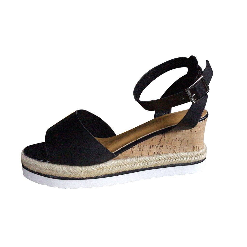 Retro Womens Fashion Open Toe Ankle Platform Wedges Shoes Ladies Roman Sandals Designer Sandals for Women Womens Sparkly Sandals Size 9 Mystique Sandals for Women Clear Studded Sandals for Women Walma...